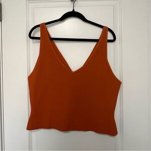 Babaton Orange Sculpt V Neck Tank Top